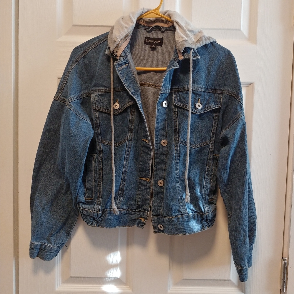 New Look Denim/Jean Jacket With Buttons and Detectable Hood